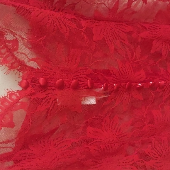 VINTAGE VICTORIA SECRET Red See-through Lace Hi Cut Bodysuit or Nighty - Picture 2 of 13